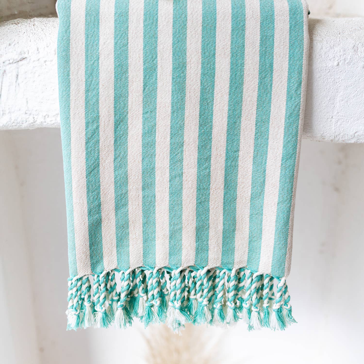 Teal Striped Turkish Beach Towel