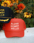 Aloha Howdy Hello Trucker hats: Green