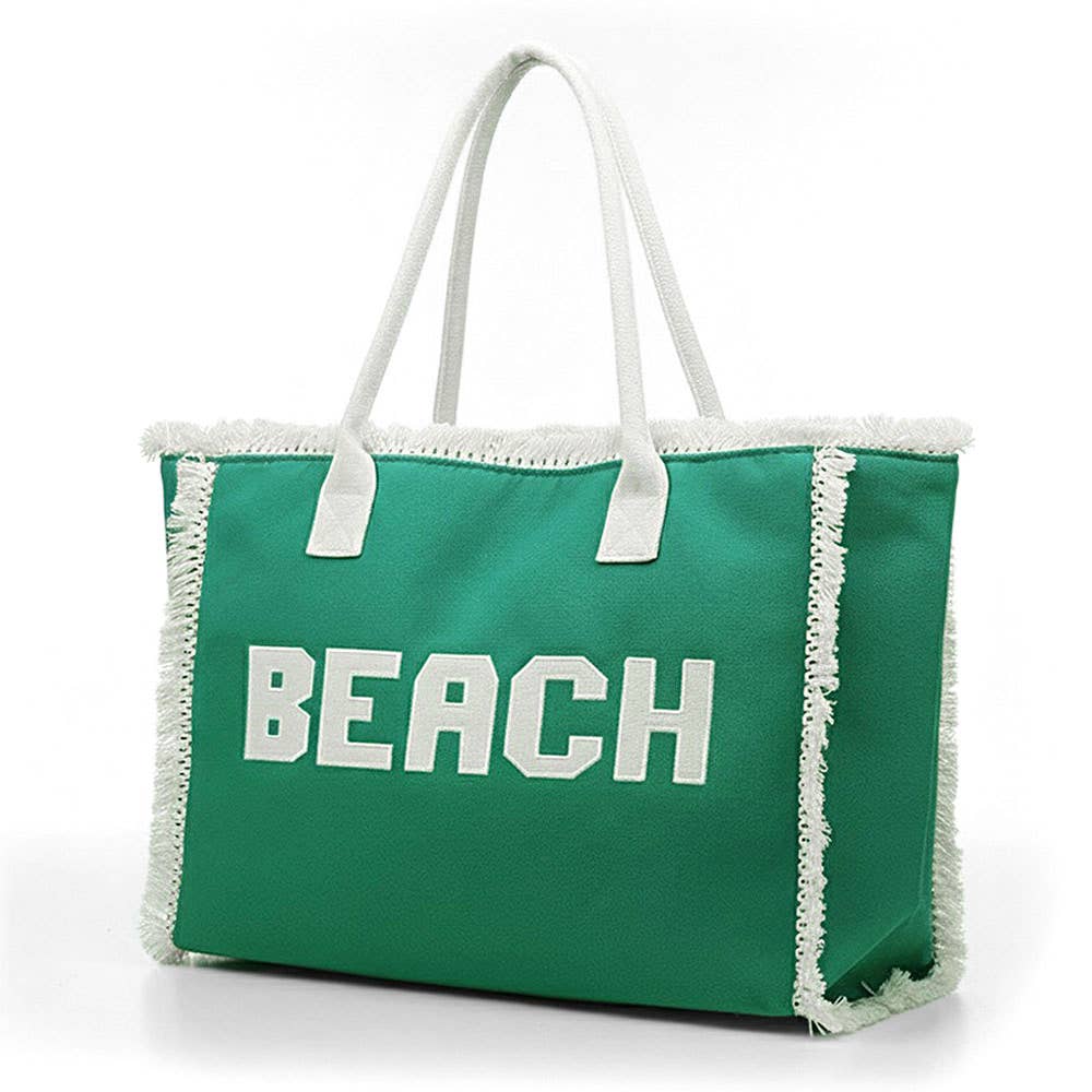 BEACH Shoulder Tote Bag: Green