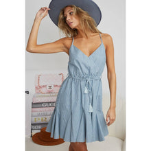 Load image into Gallery viewer, Tassel Waist Strap Dress: Light Denim
