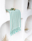 Teal Striped Turkish Beach Towel