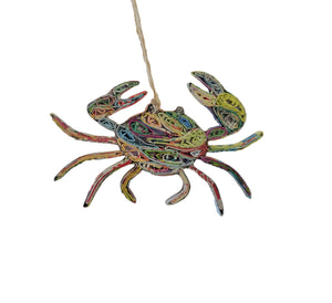 Crab Reclaimed Magazine Ornament - Albert