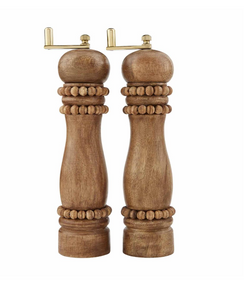 Brown Beaded Salt and Pepper Grinder Set