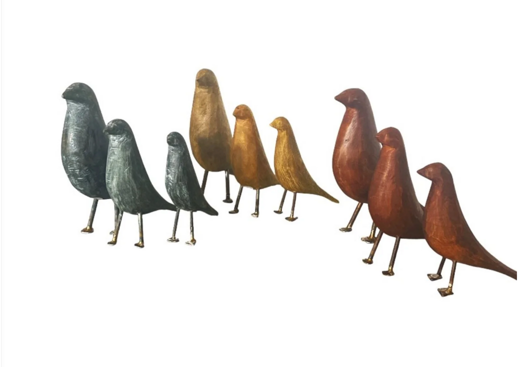 Standing Hand Carved Wooden Birds - Sugarboo & Co