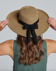 Women's Sun Brim Boater Hat with Scarf Bow