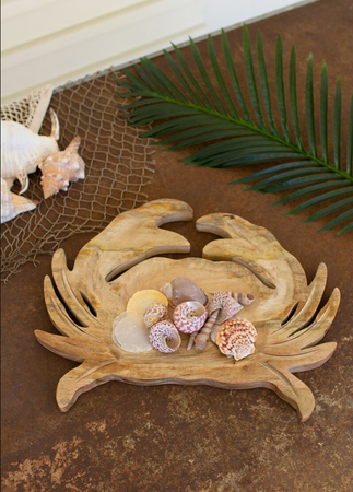 Carved Wooden Crab Platter