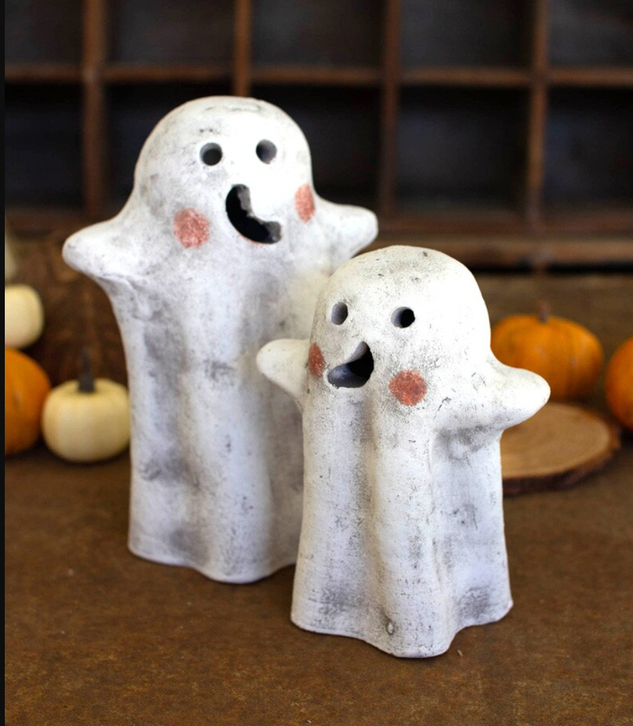 Tabletop Clay Ghost Lanterns