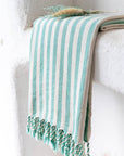 Teal Striped Turkish Beach Towel