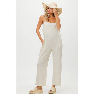 Tweed Knit Jumpsuit: Oatmeal