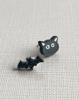 Black Cat & Bat Stud Earrings –  Spooky Cute Halloween 