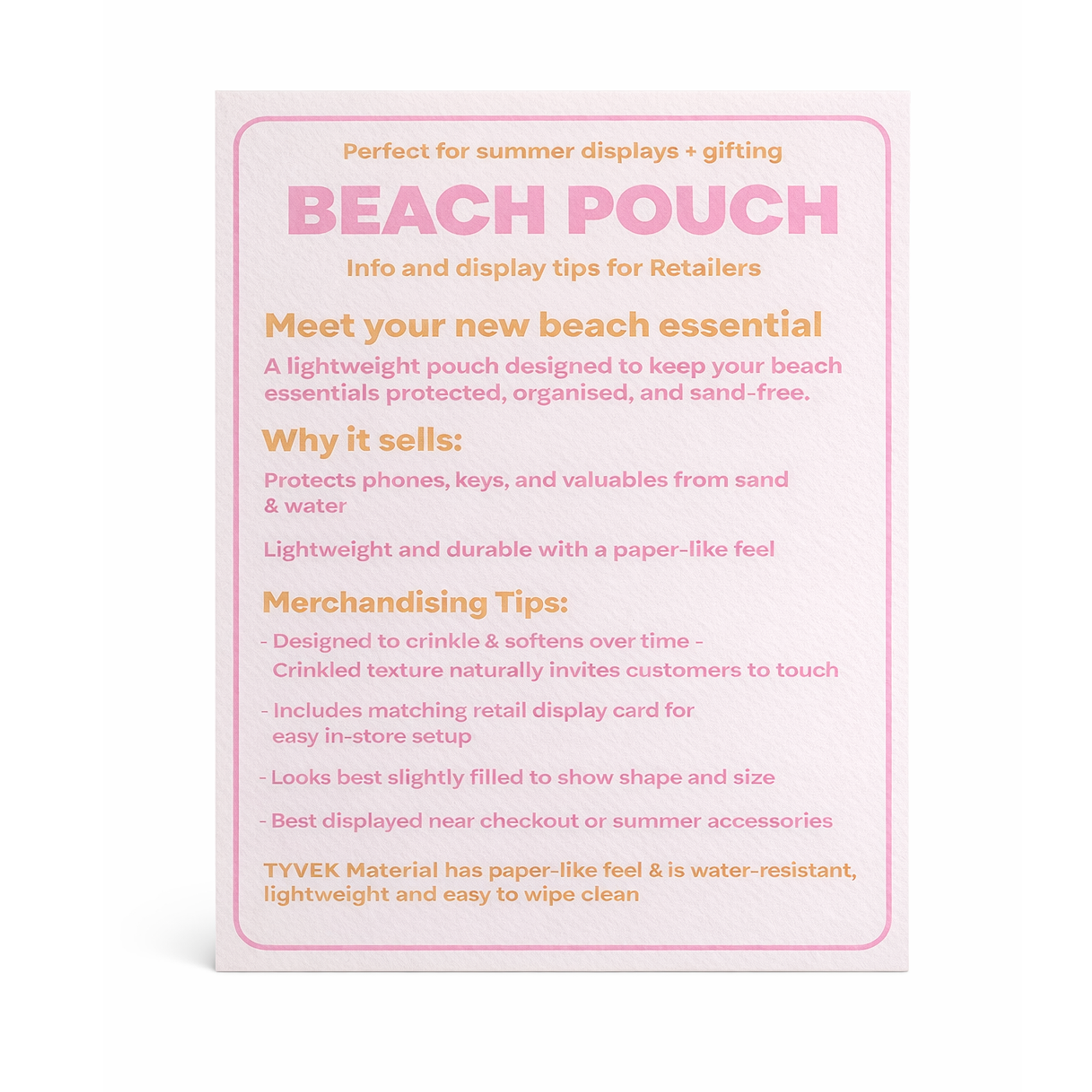 Sunshine Tyvek Beach Pouch
