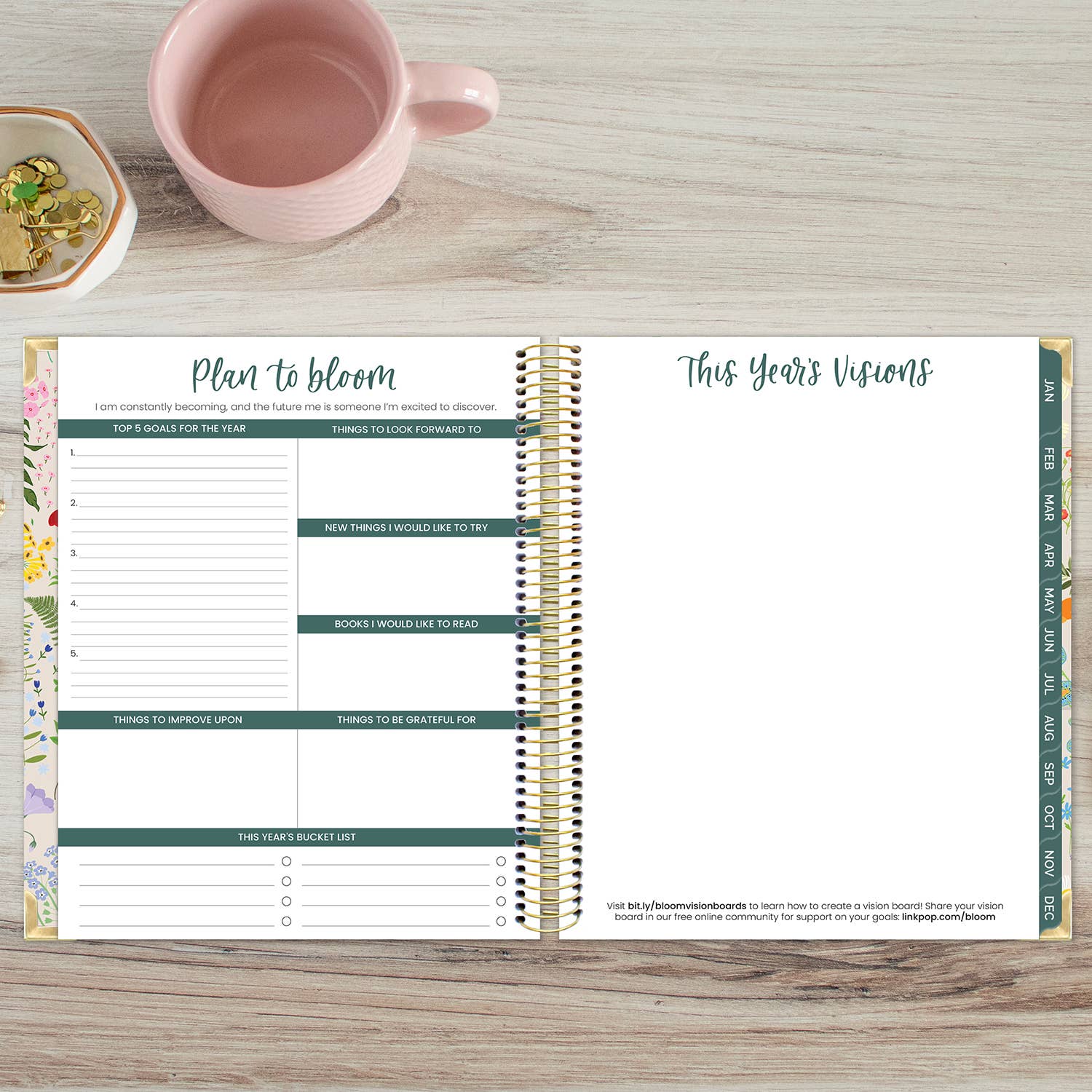 Beige Bouquet 2026 Vision Planner