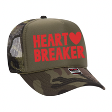 Load image into Gallery viewer, Heart Breaker Trucker hat: Tan / Red
