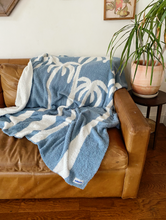 Load image into Gallery viewer, Dancing Palms Plush Throw - Chambray Blue
