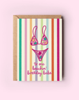 Beachin' Birthday Babe Swimsuit Beach Coastal Greeting Card