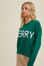 Load image into Gallery viewer, MERRY Fluffy Patch Sweater: Green
