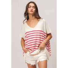 Load image into Gallery viewer, Stripe Dolman Sleeves Top: Fuchsia
