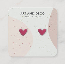 Load image into Gallery viewer, Hot Pink Heart Stud Earrings
