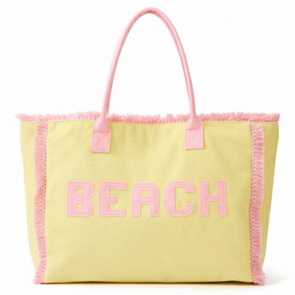 BEACH Shoulder Tote Bag: Yellow