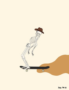 Skeleton Cowboy Skater Art Print