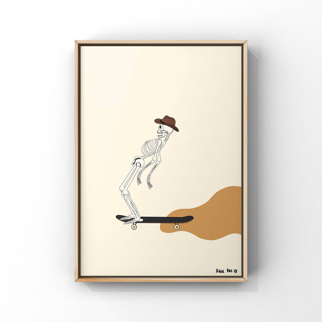 Skeleton Cowboy Skater Art Print