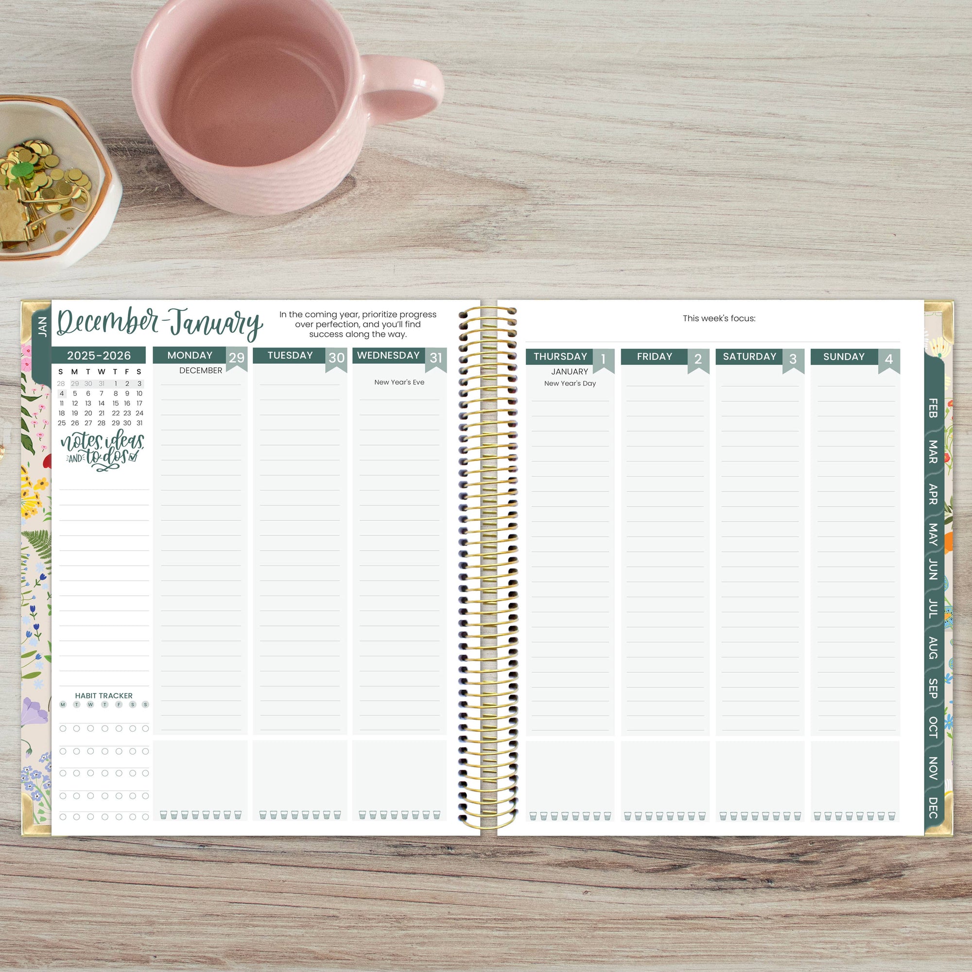 Beige Bouquet 2026 Vision Planner