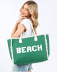 BEACH Shoulder Tote Bag: Green