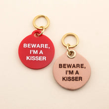 Load image into Gallery viewer, Beware, I&#39;m A Kisser Pet Tag: Red Acrylic
