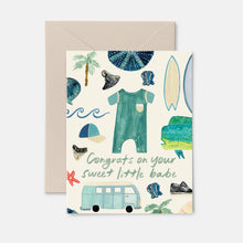 Load image into Gallery viewer, Beach Babe | New Baby Boy Greeting Card
