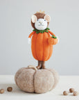 Wool Felt Pumpkin Mouse with Resin Boots