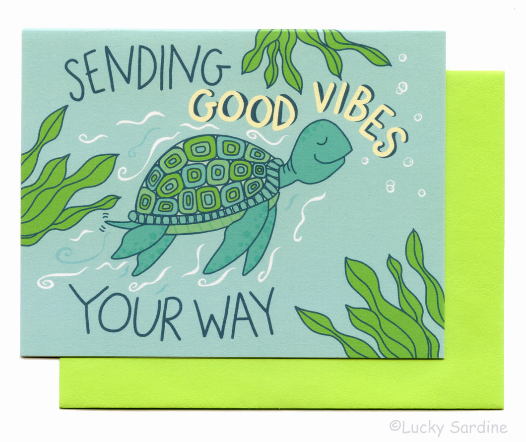 Good Vibes Sea Turtle Greeting Card - Lucky Sardine