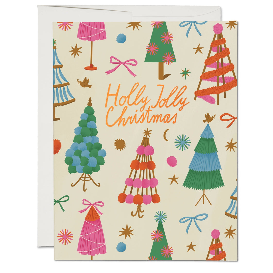 Holly Jolly Trees Card - Red Cap Cards