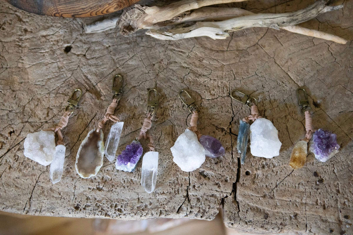 Crystal &amp; Stone Accent Keychain