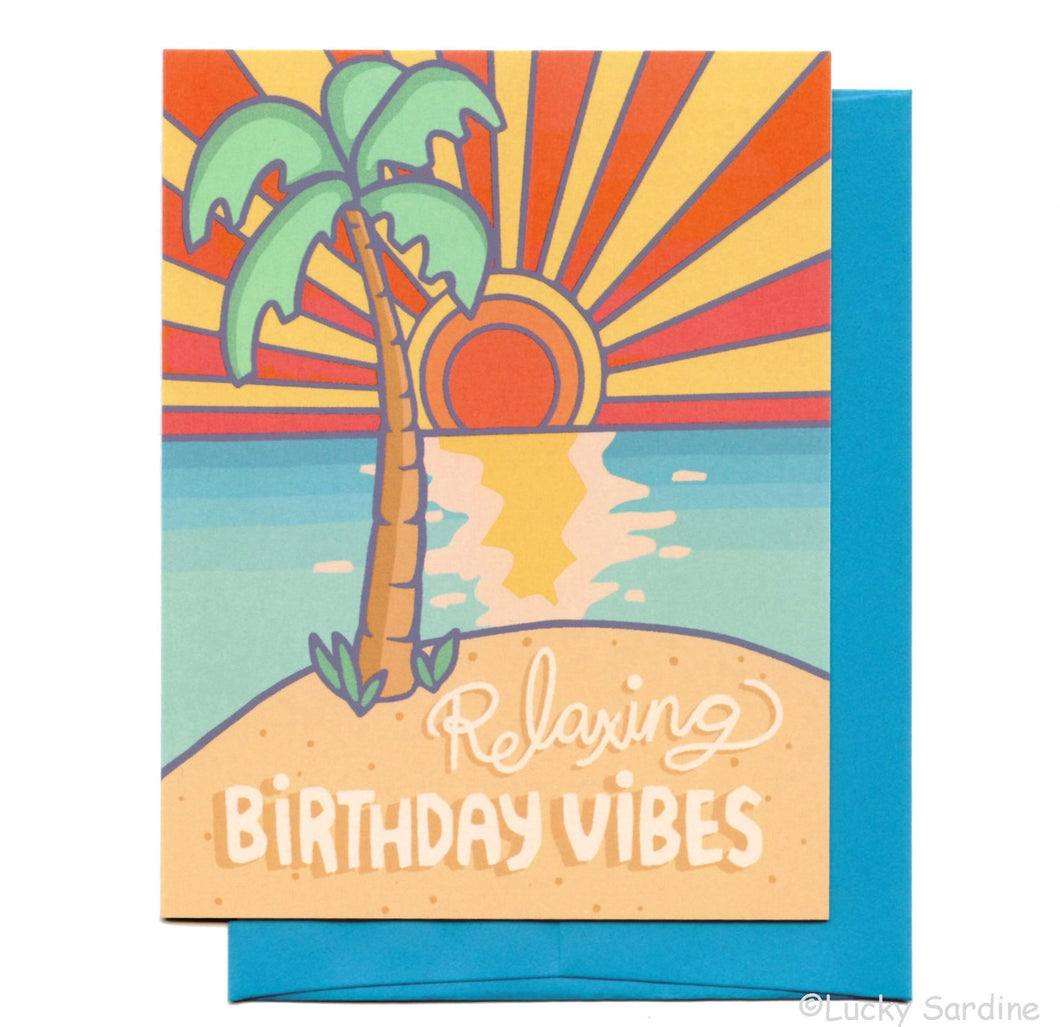 Ocean Sunset, Relaxing Birthday Card - Lucky Sardine