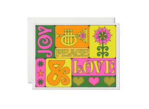 Peace Love and Joy Card - Red Cap Cards