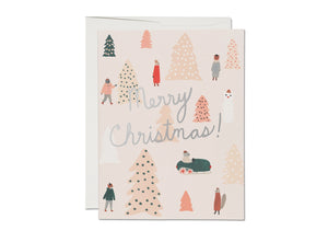 Pink Trees Christmas Card - Red Cap Cards