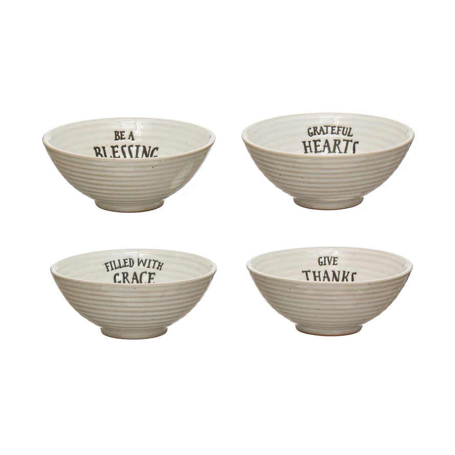 Stoneware Bowl with Saying - Creative Co Op