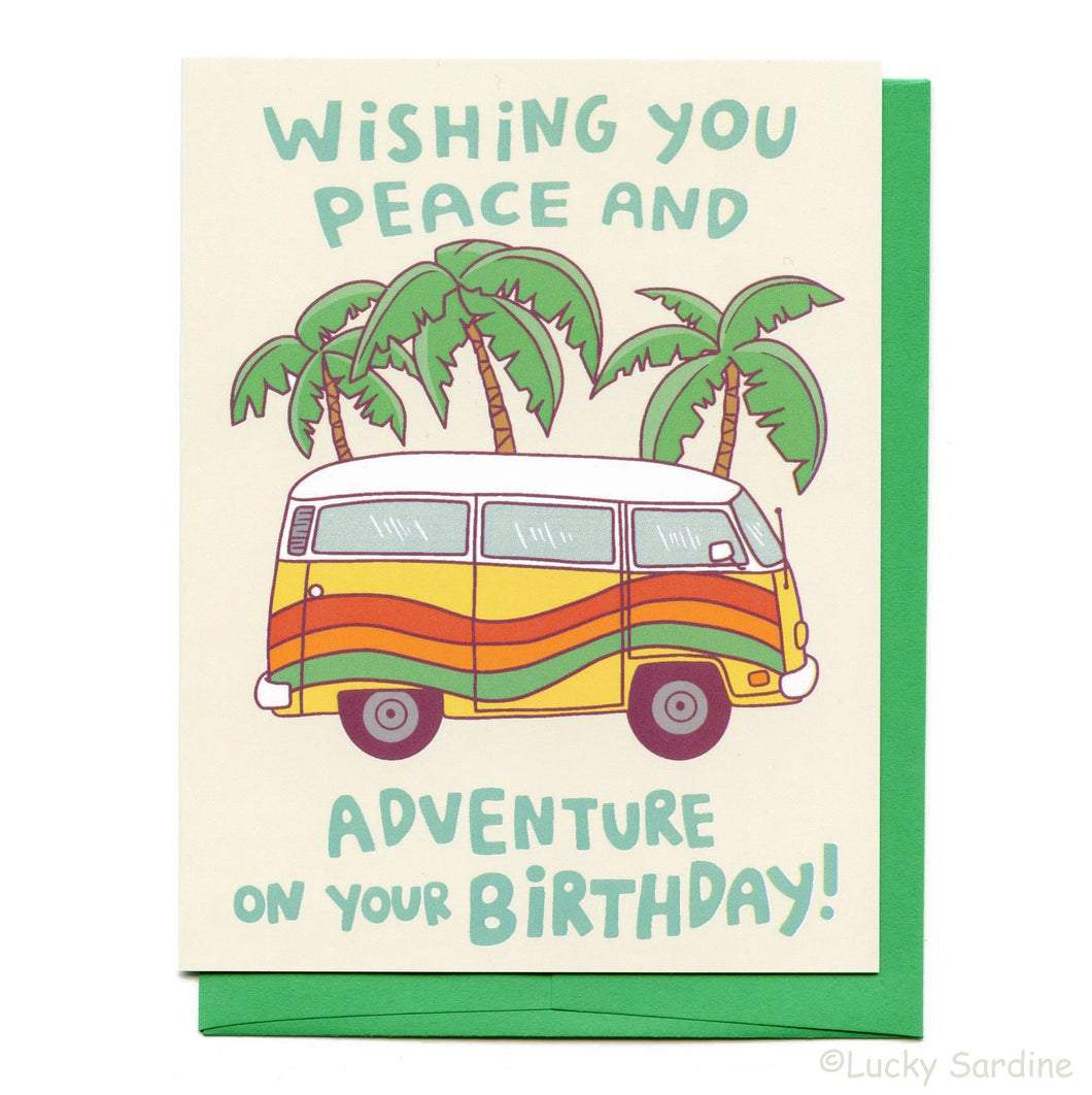 Hippie Van, Palm Tree Birthday, Adventure Card - Lucky Sardine