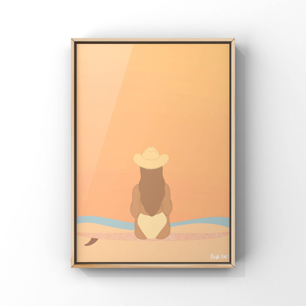 Cowgirl Surfer Art Print