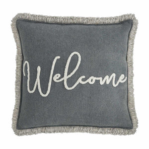 Boucle Dhurrie Finge Fray Pillow - Mud Pie