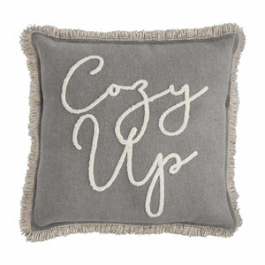 Boucle Dhurrie Finge Fray Pillow - Mud Pie