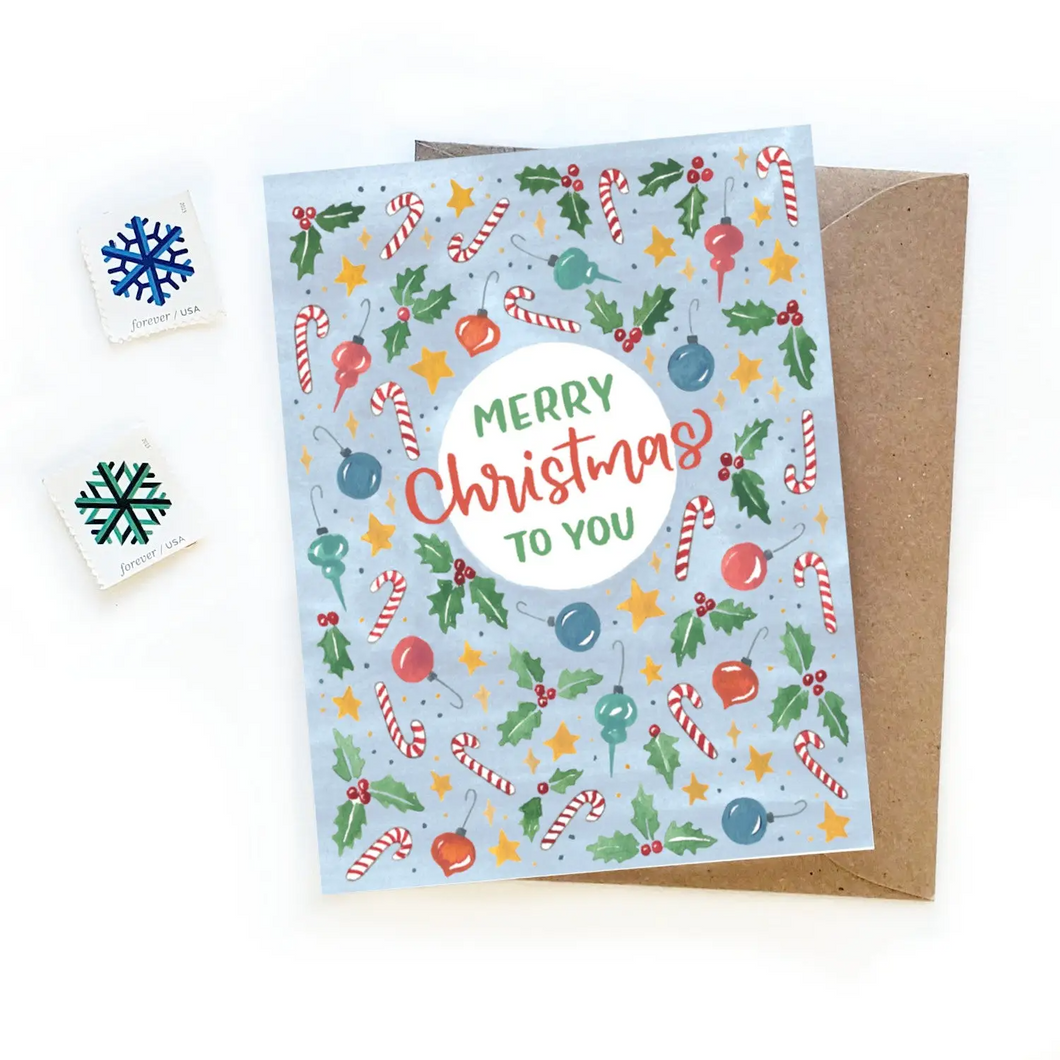 Merry Christmas Pastel Watercolor Card - Sketchy Notions