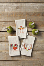 Load image into Gallery viewer, Grateful French Knot Thanksgiving Embroidered Tea Towel - Mud Pie
