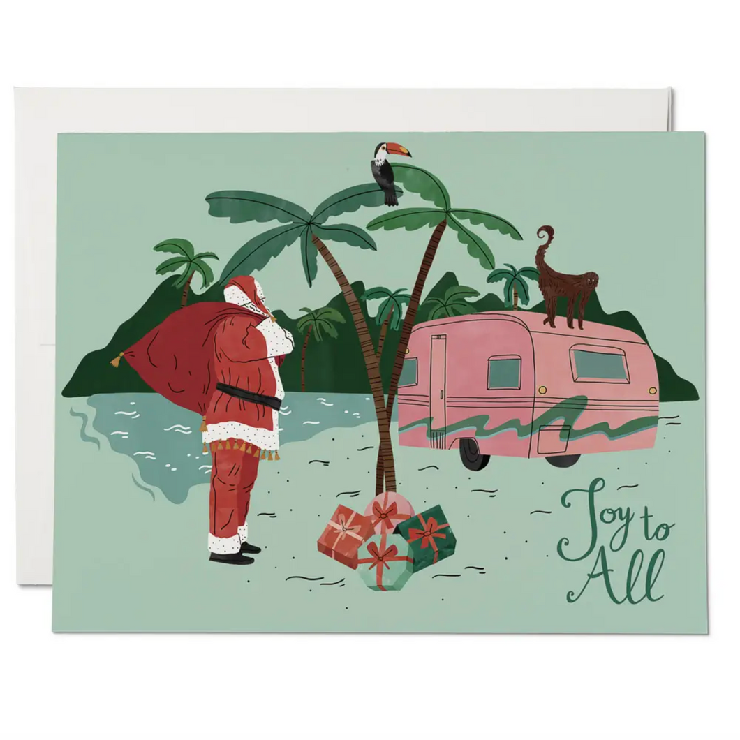 Joy To All Santa Camper Card - Red Cap Cards