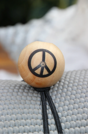 Peace Yoga Mat Tie - Black Bungee | Natural Stain | Black Logo