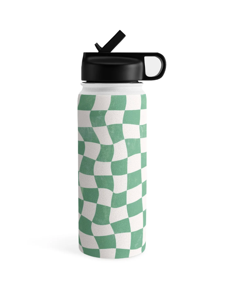 Checkered Water Bottle (18 oz) - Deny Designs – The Aloha Bungalow