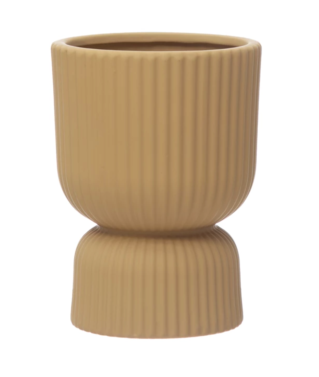 Stoneware Pleated Footed Planter - Bloomingville