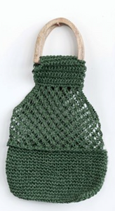 Woven Jute Tote Bag with Wood Handles - Creative Co Op