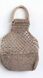 Woven Jute Tote Bag with Wood Handles