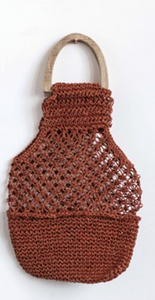 Woven Jute Tote Bag with Wood Handles